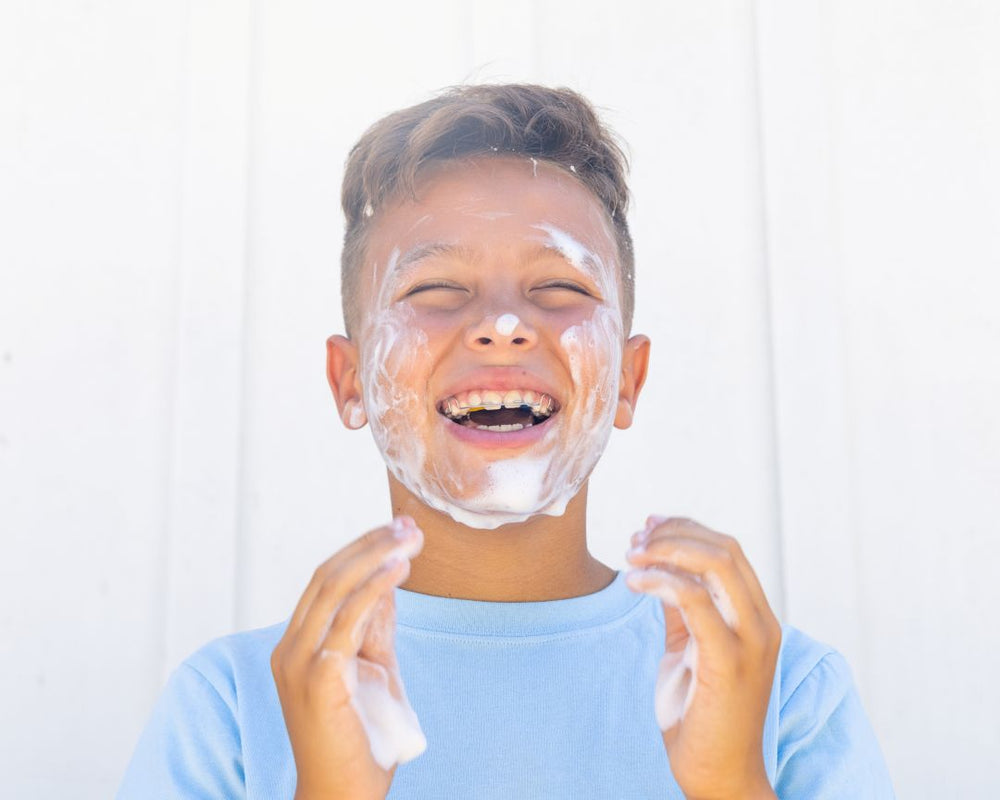 Tween Boy Using JB SKRUB Face Wash